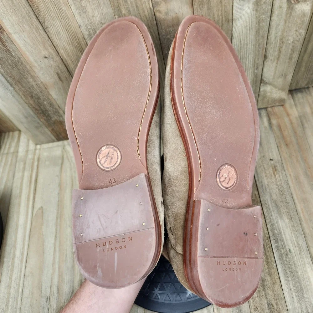 Hudson London Chelsea Boots Mens size 10 Tan Suede SER01 5863 Leather Sole